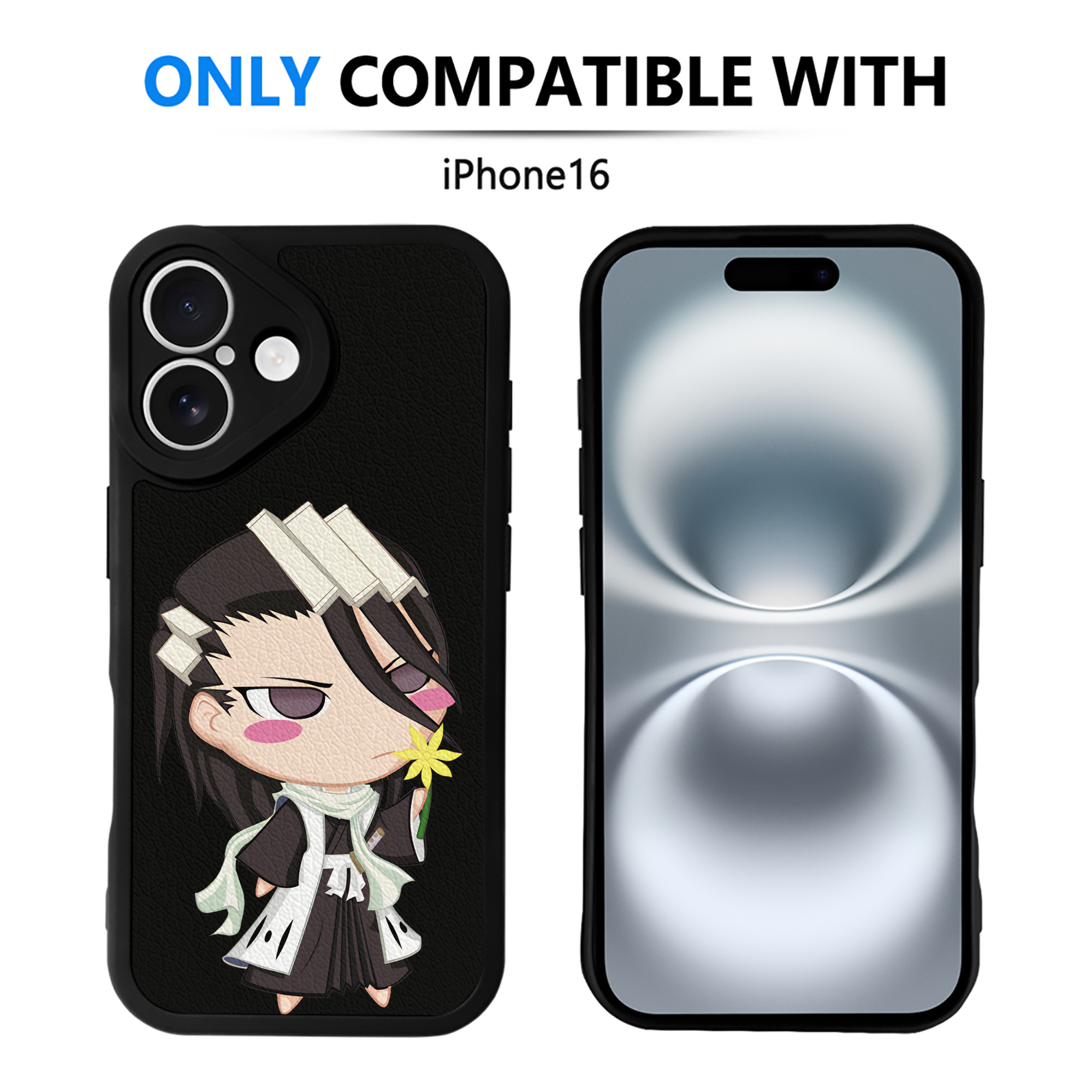 （画像用） ブリーチ くちき びゃくや BLEACH Kuchiki Byakuya 【iPhone 16シリーズ対応】シリコンスマホケース（レザー調） 材質：シリコン
